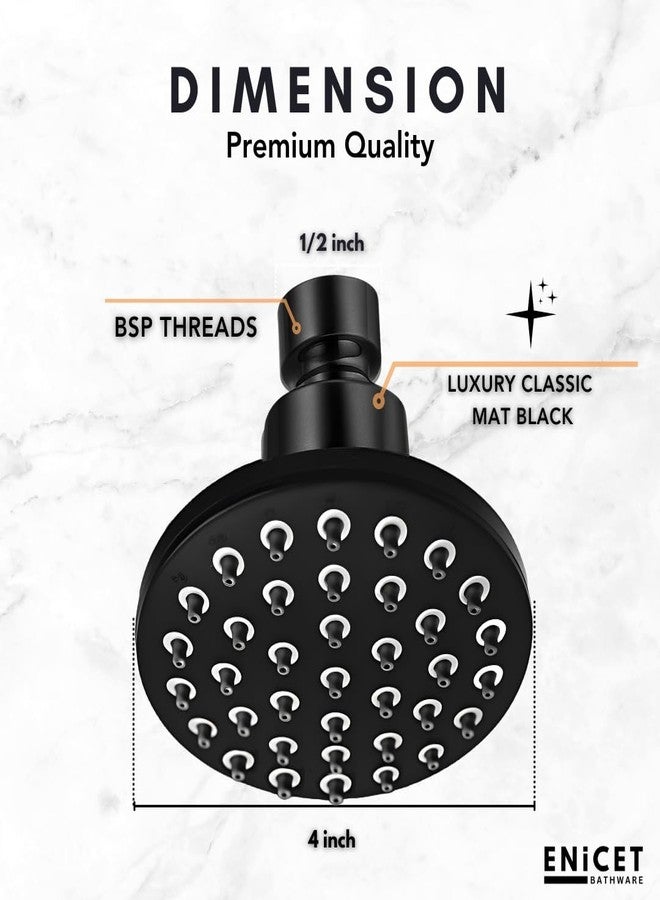 ENICET رأس دش ENICET ABS للحمام، دش مطري علوي 4 بوصة، فوهات مطاطية ناعمة سهلة التنظيف، بدون ذراع، ضغط عالٍ، ضمان لمدة عام واحد (AE150) - Image 3